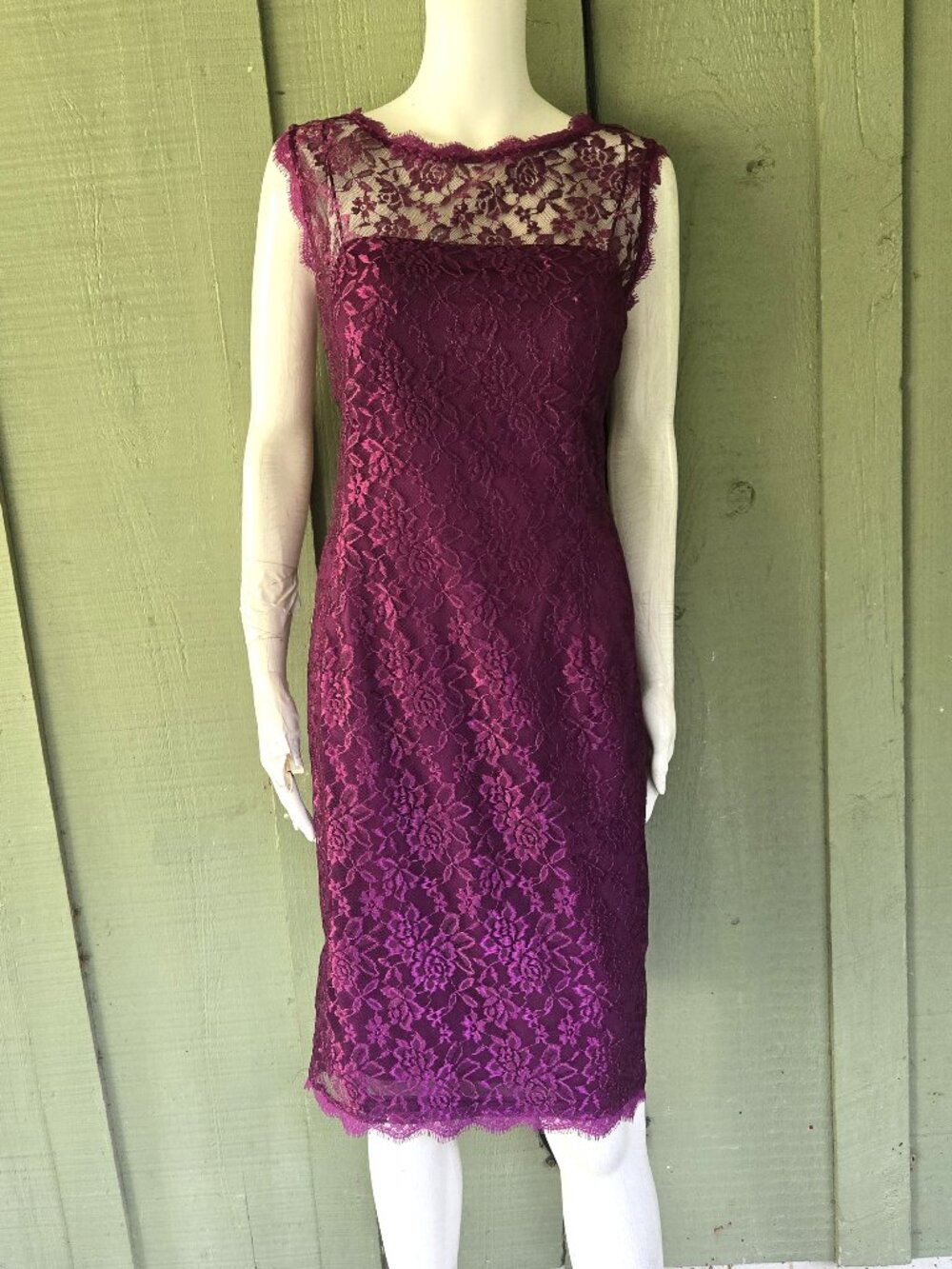 LILIANA Wine Lace Sheath Dress 14